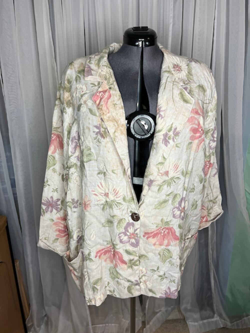 blazer floral pastel pink green boxy boyfriend power